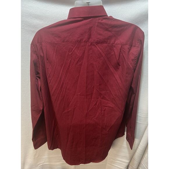 Van Heusen Dress Shirt Mens Large 16-16 1/2 Regular Port Red‎ Flex Fit - Picture 2 of 8